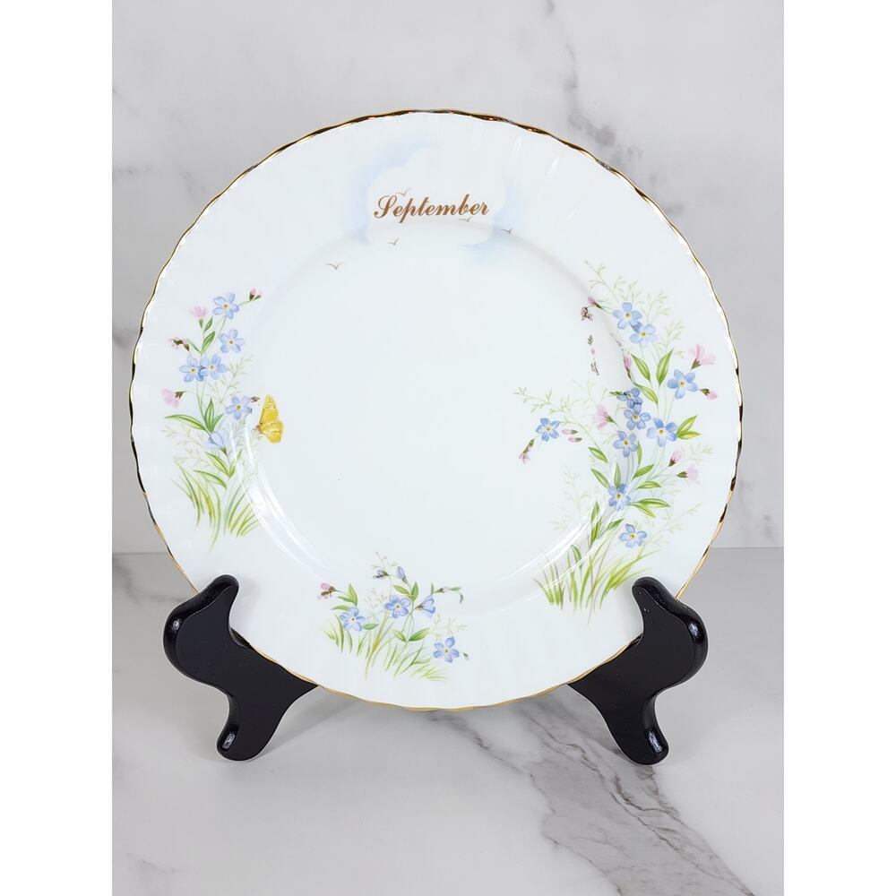 Royal Albert September Forget Me Nots Wild Flower 1987 Bone China 8" Decor Plate